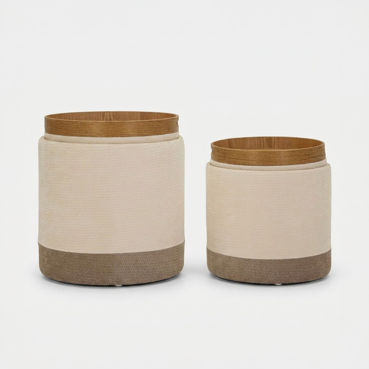 2er-Set Sitzhocker mit Stauraum und Tablett für das Wohnzimmer Ankara Nested Elegance