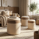 3er-Set nordische Sitzhocker mit Stauraum aus Stoff Ankara Nesting Trio