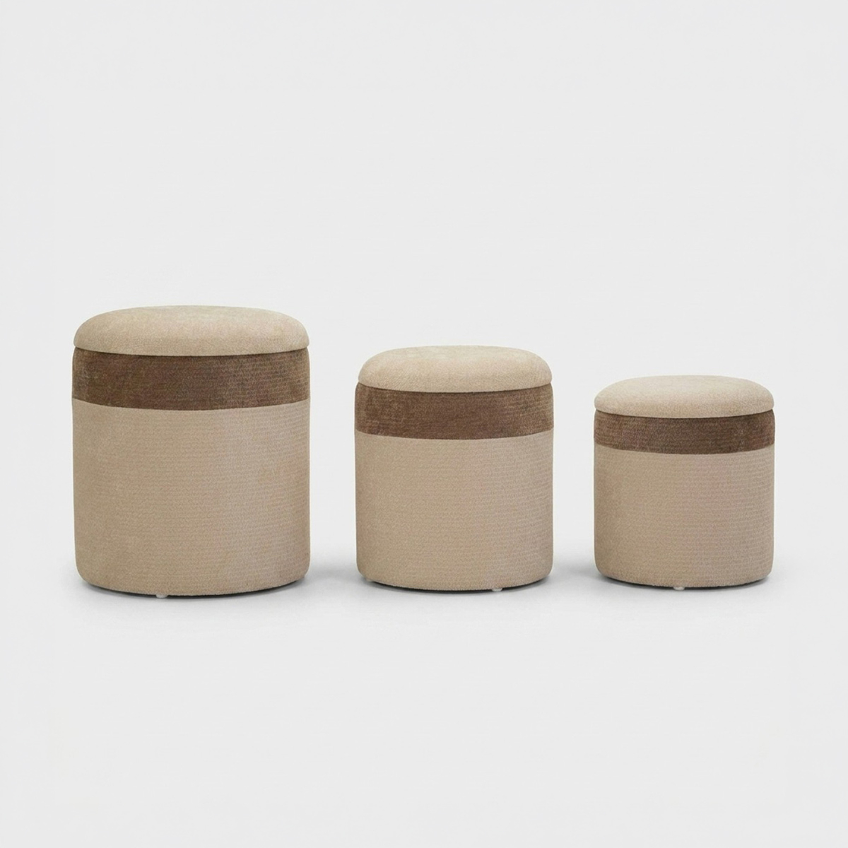 Set de 3 poufs de rangement scandinaves en tissu Ankara Nesting Trio