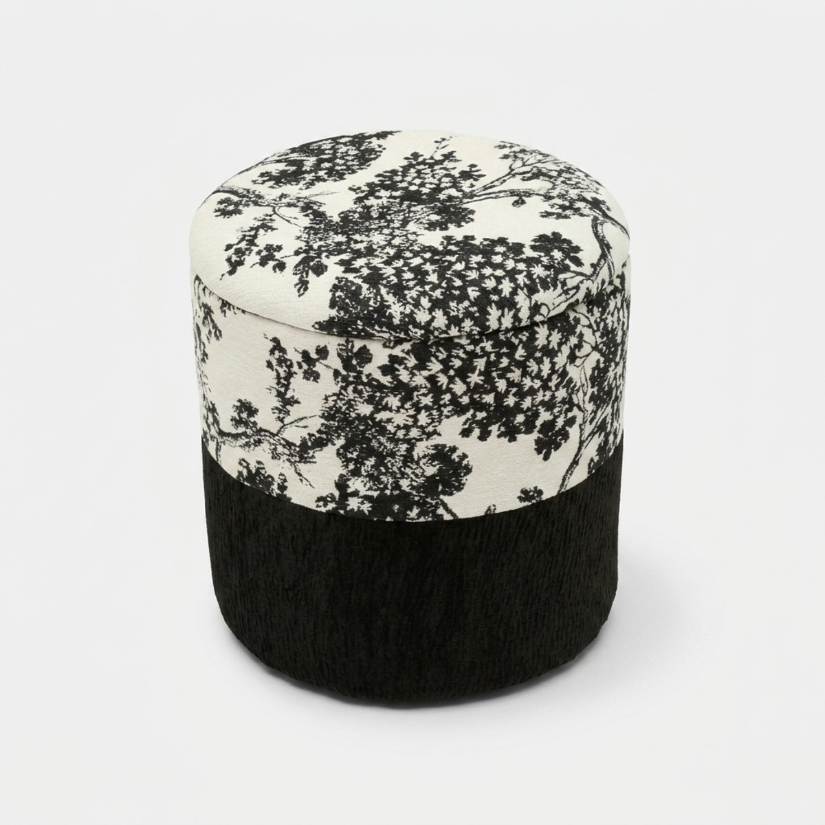 Runder gepolsterter Sitzhocker mit Stauraum Okinawa Monochrome Pouf
