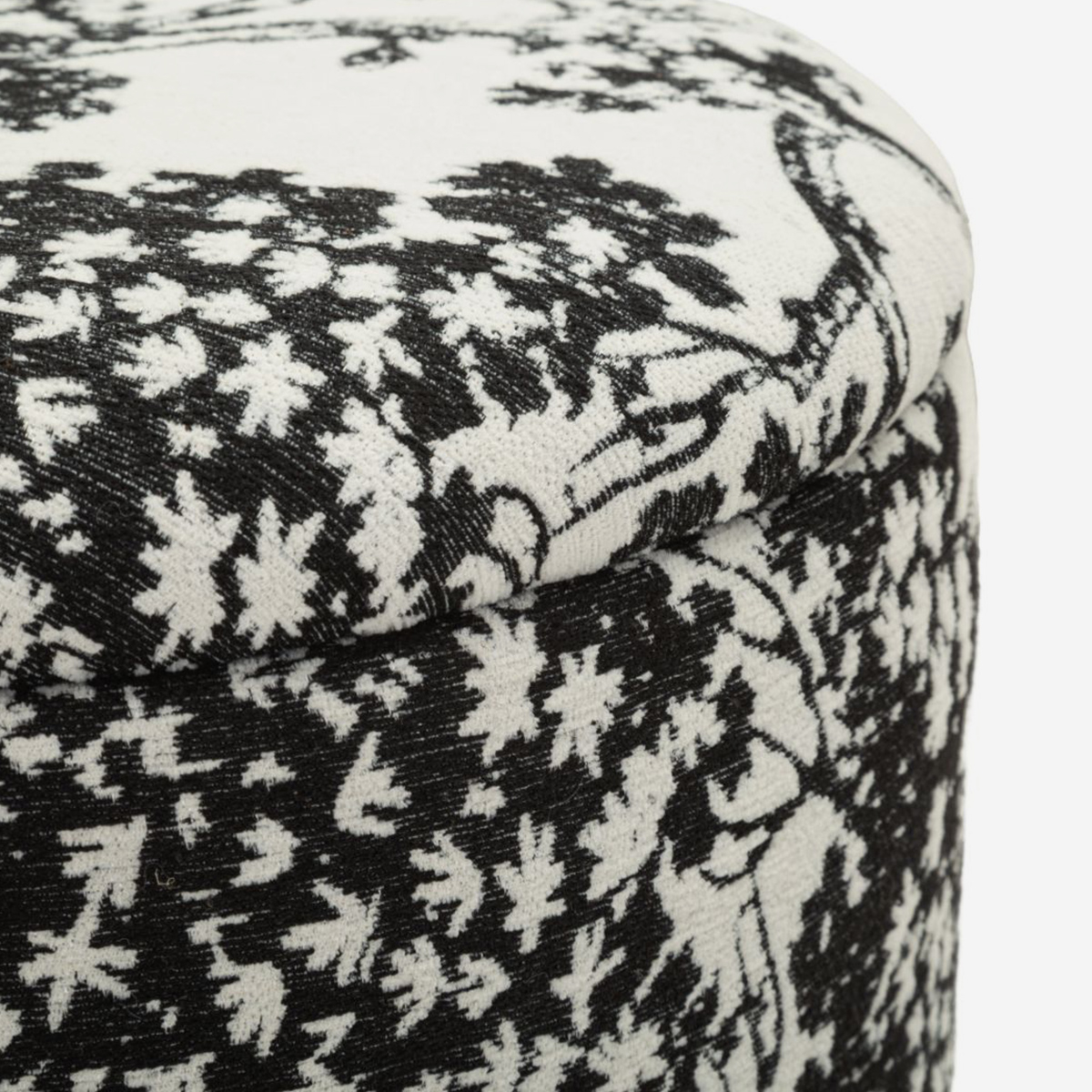 Runder gepolsterter Sitzhocker mit Stauraum Okinawa Monochrome Pouf