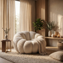 Fauteuil moderne rembourré pour salon Boubble Ivory Embrace
