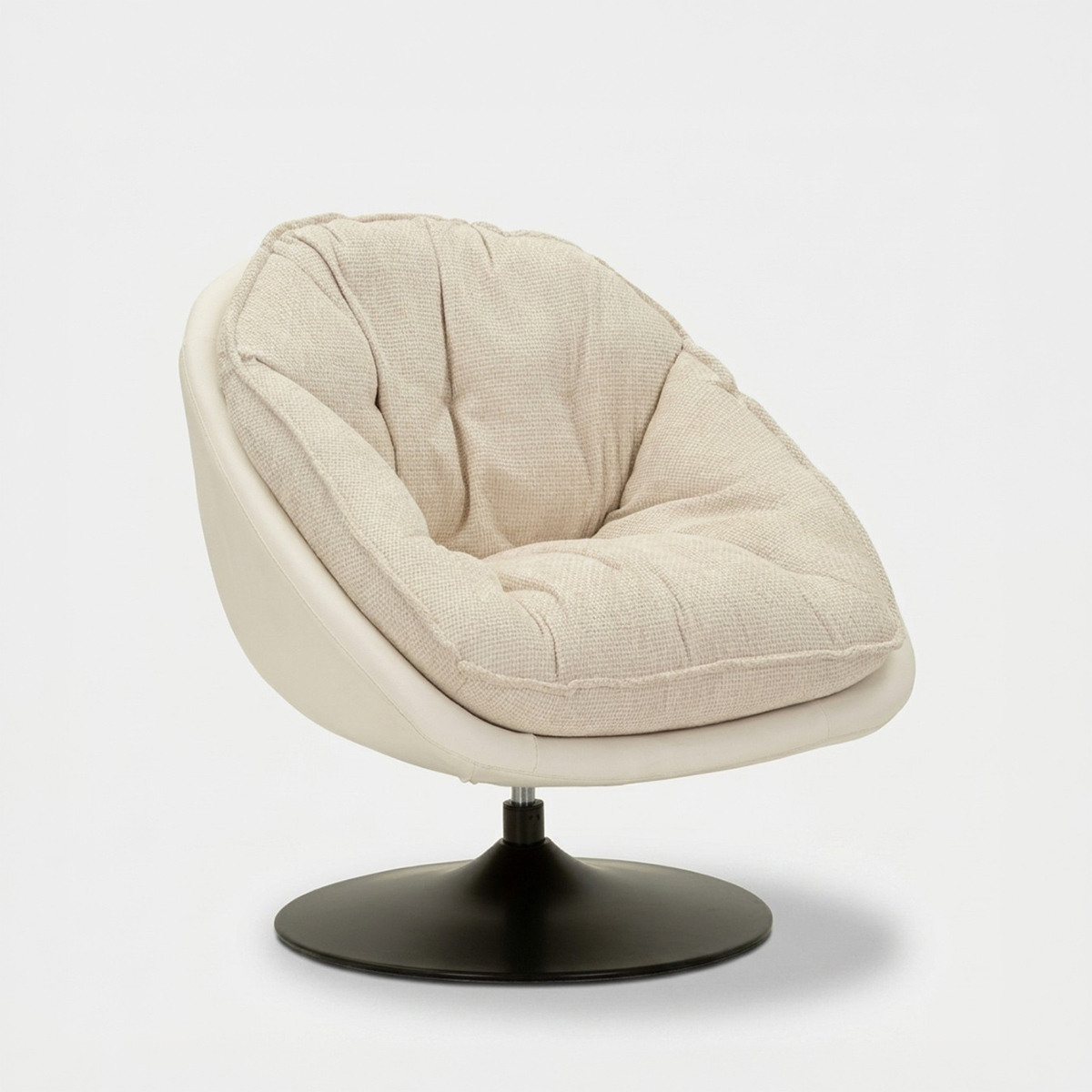 Sillón giratorio tapizado de diseño retro Poise