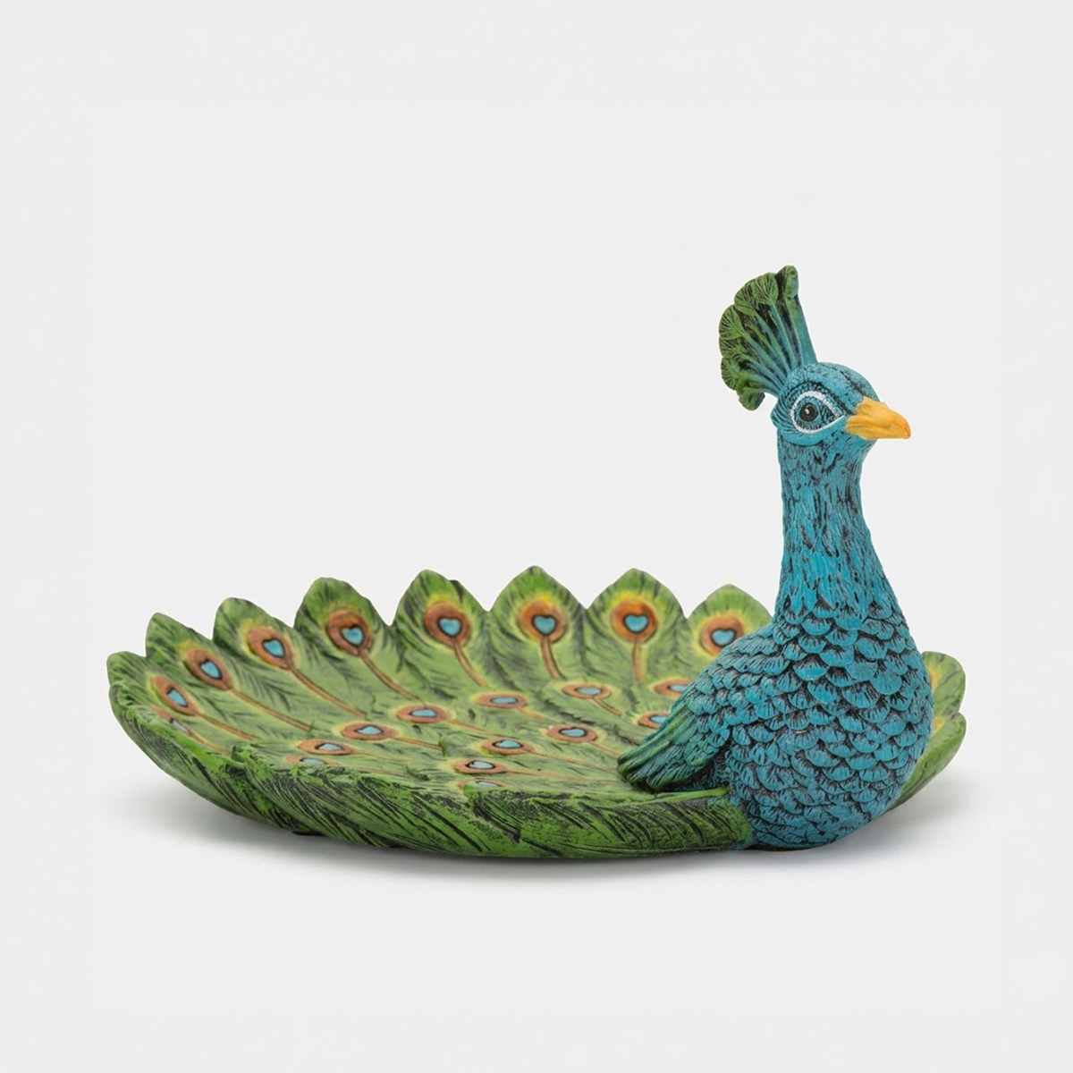Vassoio decorativo pavone in poliresina Peacock Jewel Accent