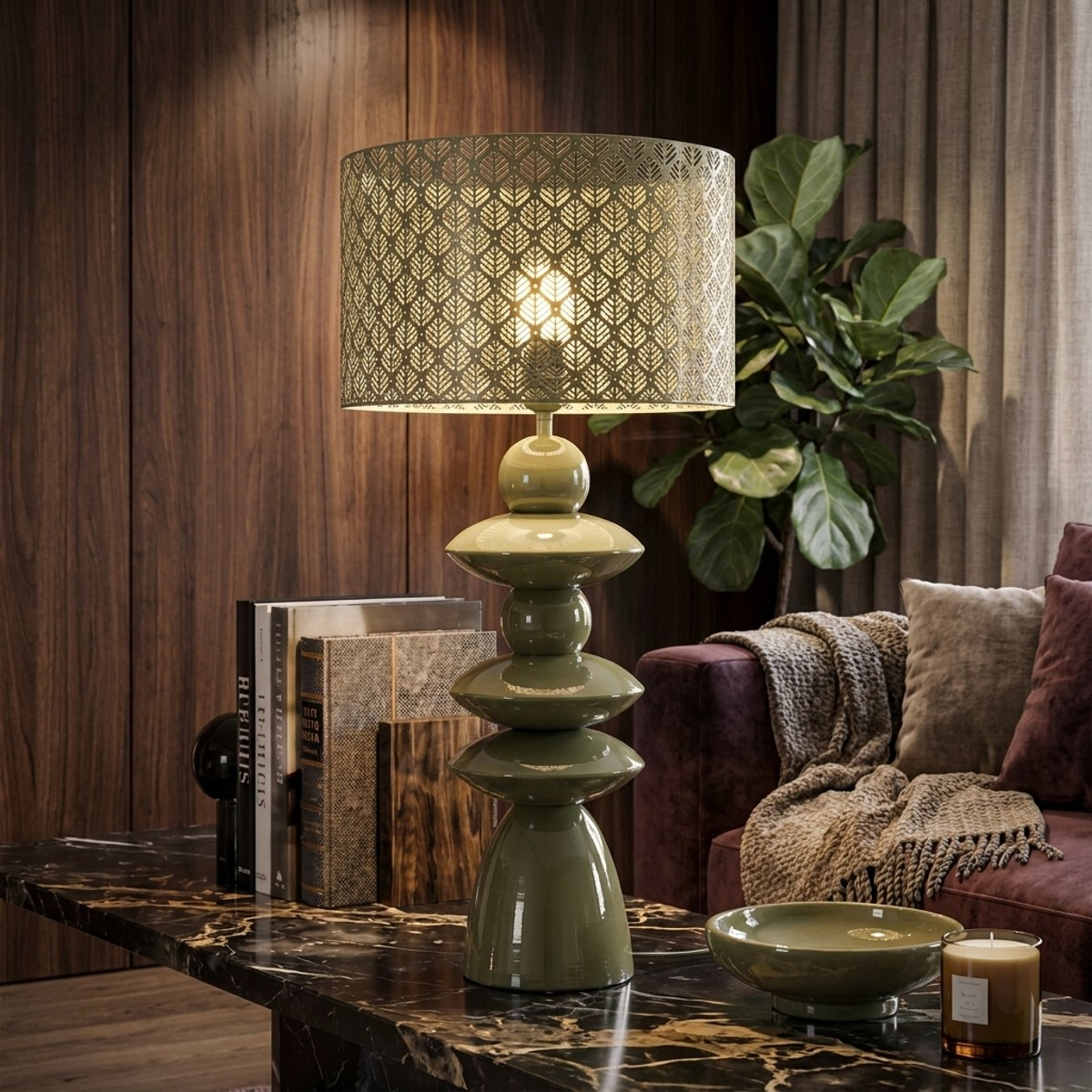 Tischlampe aus perforiertem Metall Seoul Glow