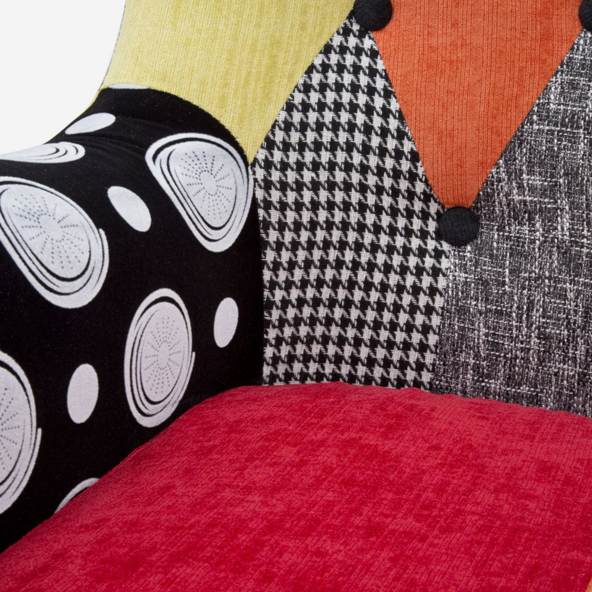 Sillón bergère tapizado en tela patchwork Imperial
