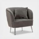 Fauteuil en velours avec coussin et pieds en métal Silvery