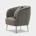 Fauteuil en velours avec coussin et pieds en métal Silvery