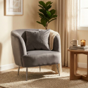 Samt-Polstersessel mit Kissen und Metallbeinen Silvery