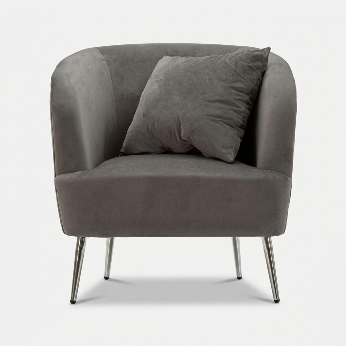 Fauteuil en velours avec coussin et pieds en métal Silvery