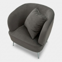 Sillón de terciopelo con cojín y patas de metal Silvery