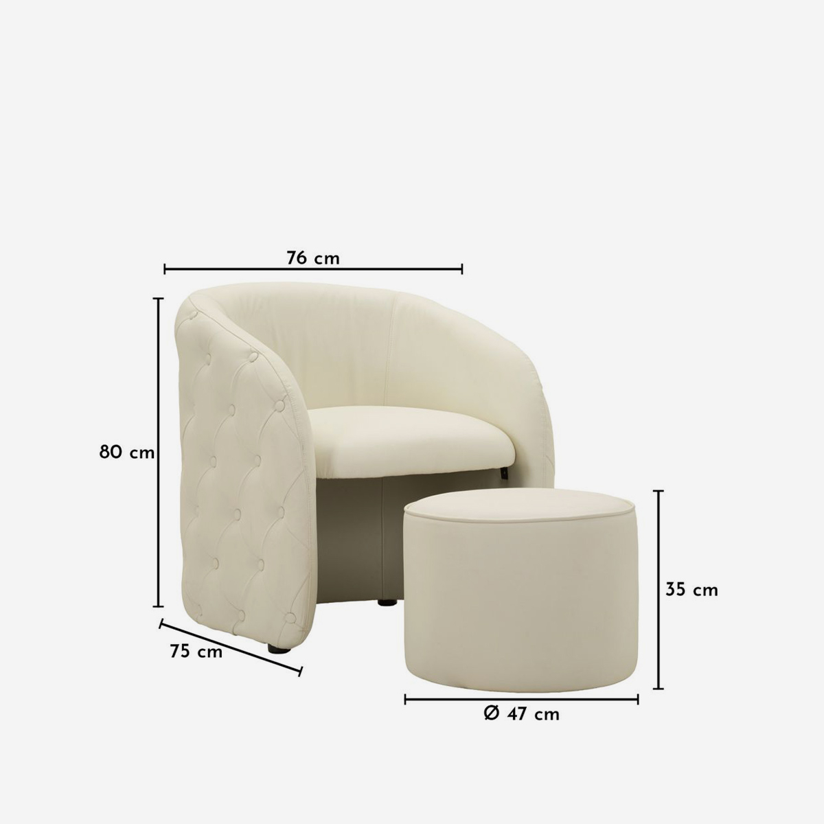 Sillón tapizado con reposapiés de polipiel Zagabria