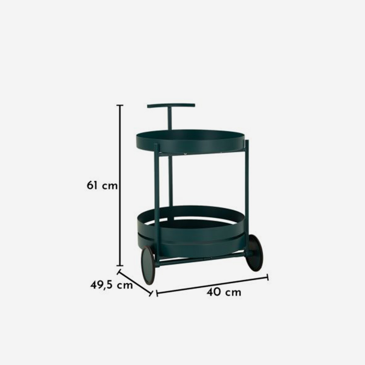 Carrito auxiliar de cocina de metal con ruedas Saturno