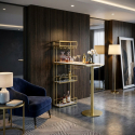 Bartheke mit Metallregalen und Kunstmarmor Luxy