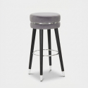 Gepolsterter Barhocker aus Samt und Holz Paris Silver