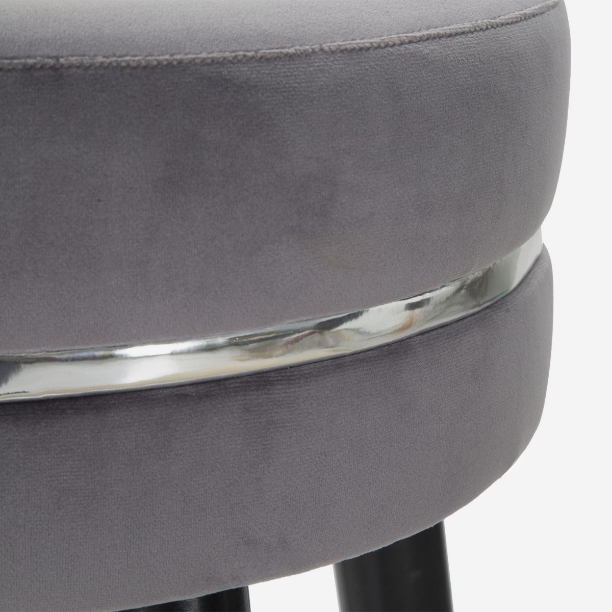 Gepolsterter Barhocker aus Samt und Holz Paris Silver