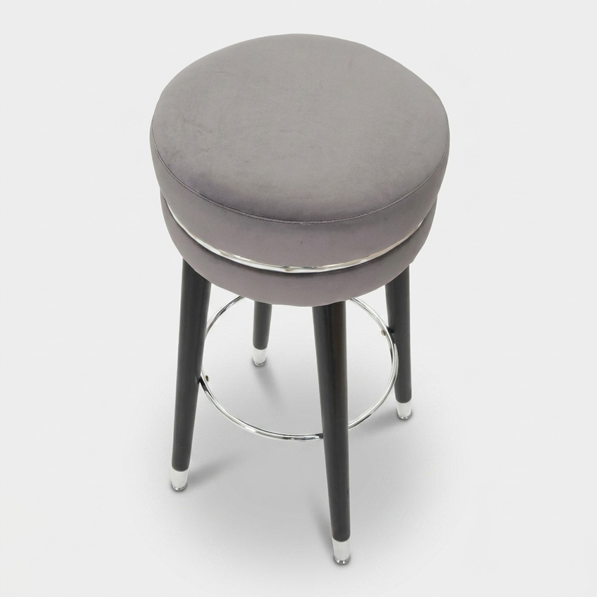 Gepolsterter Barhocker aus Samt und Holz Paris Silver
