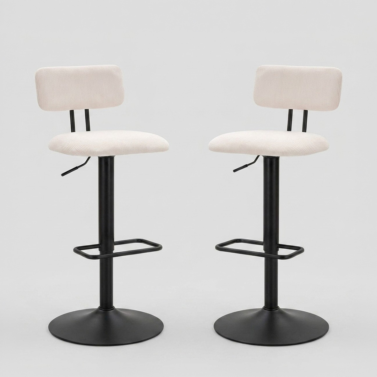 Set de 2 taburetes de bar giratorios acolchados regulables Light