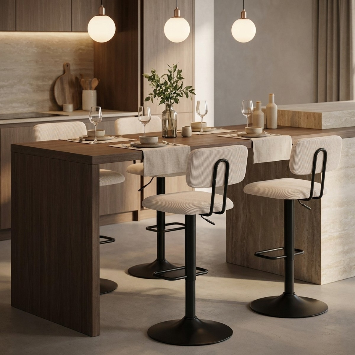 Set de 2 taburetes de bar giratorios acolchados regulables Light