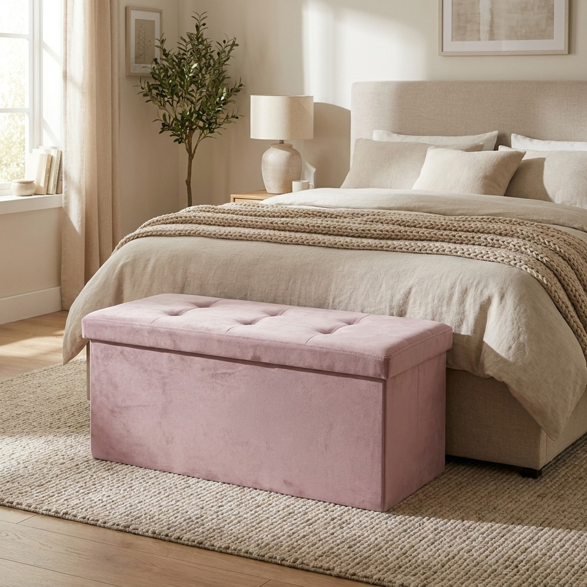 Puf baúl de terciopelo con espacio de almacenamiento 76x34x34 cm Double Velvet