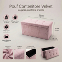 Samt-Hocker mit Stauraumfach 76 x 34 x 34 cm Double Velvet