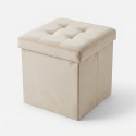 Samtiger Sitzhocker mit Stauraum, gesteppt, 38x38x38 cm Cubo