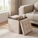 Samtiger Sitzhocker mit Stauraum, gesteppt, 38x38x38 cm Cubo