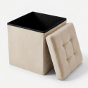 Samtiger Sitzhocker mit Stauraum, gesteppt, 38x38x38 cm Cubo