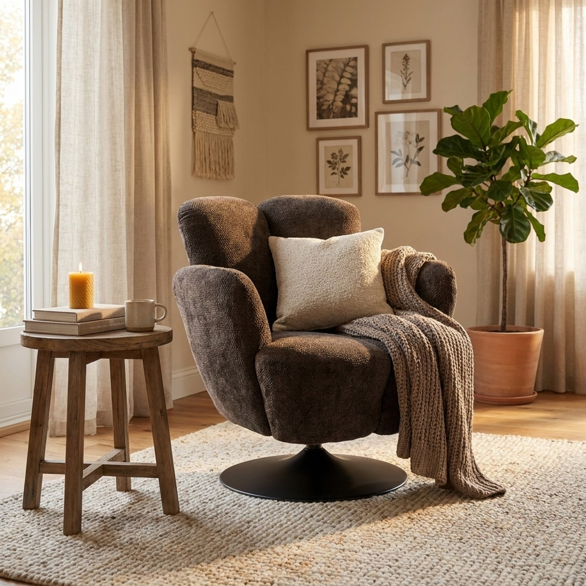 Sillón giratorio retro tapizado para salón Monaco Poise