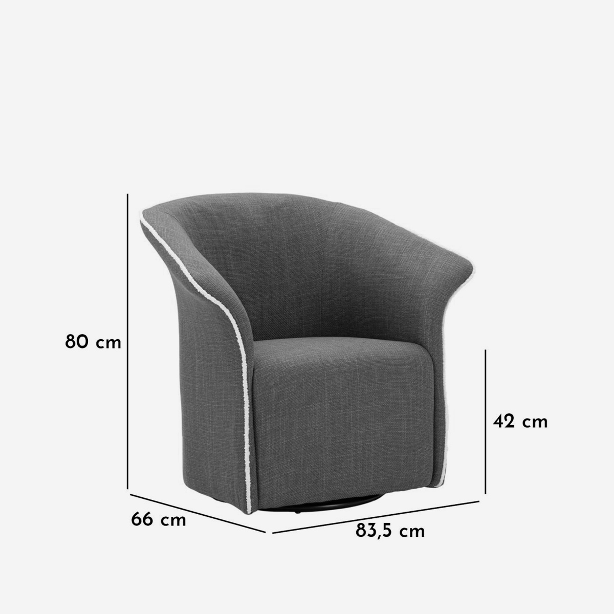 Sillón giratorio tapizado en tela Siena