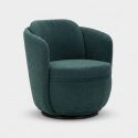 Sillón giratorio tapizado en tela Torino