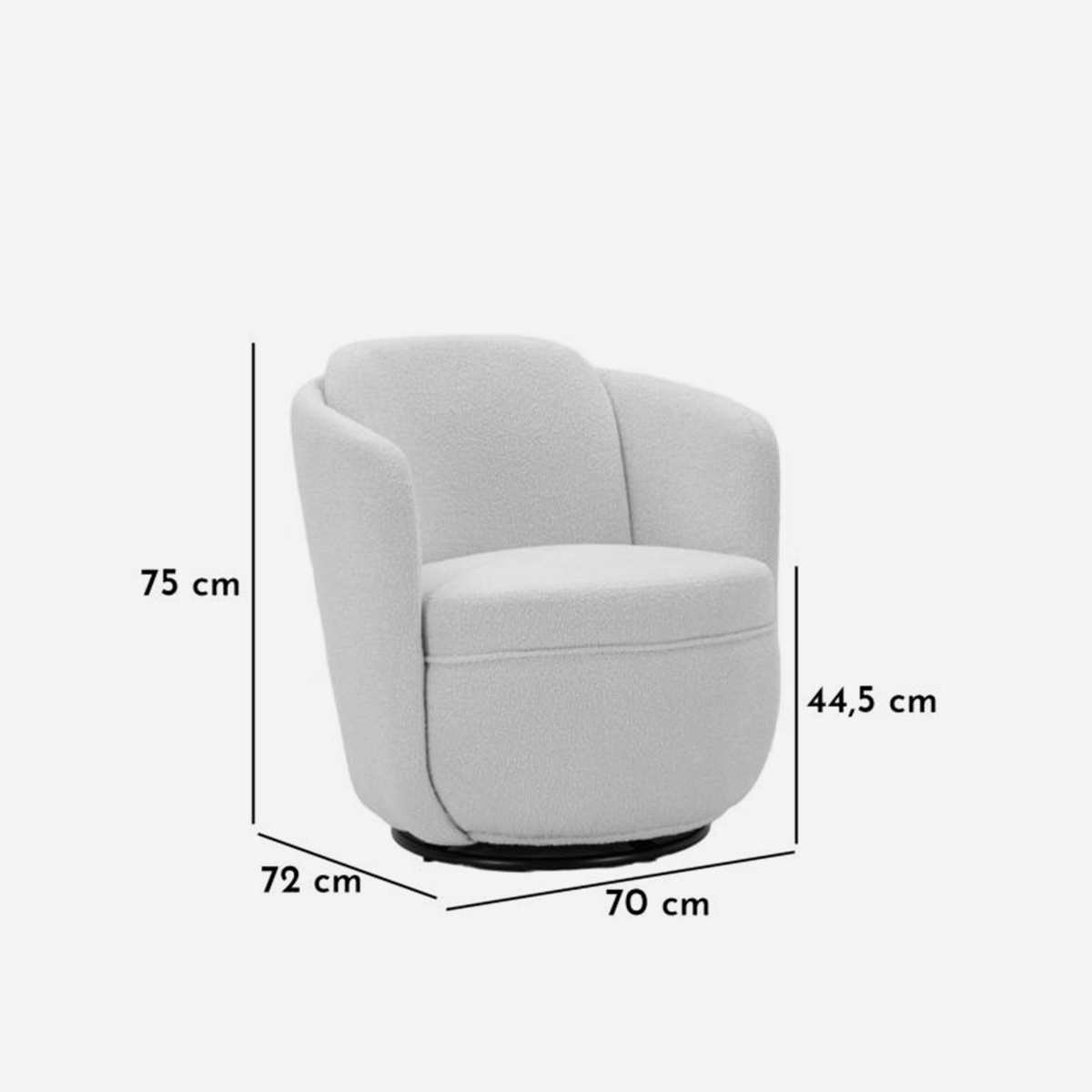 Sillón giratorio tapizado en tela Torino
