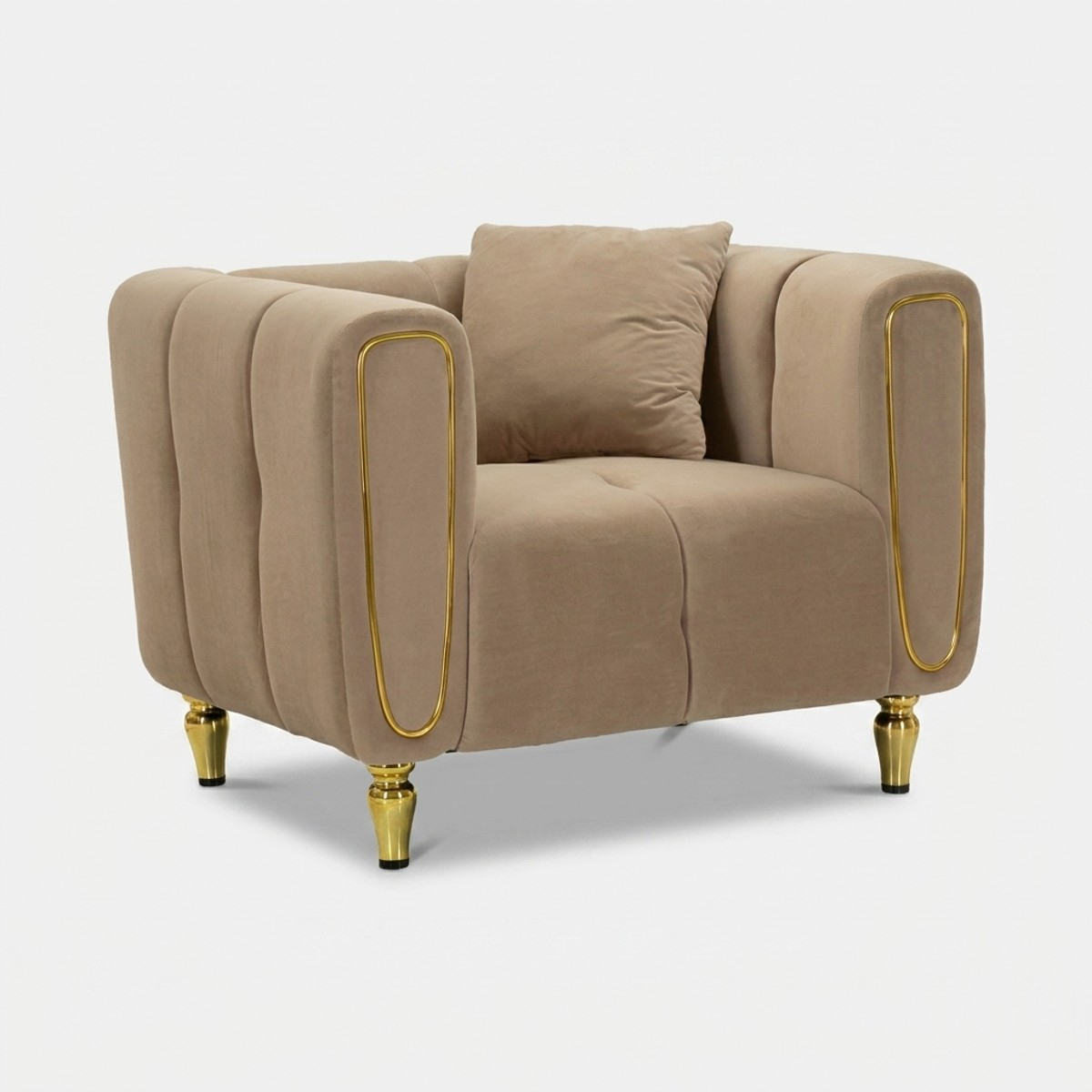Sillón tapizado en terciopelo con cojín Alma