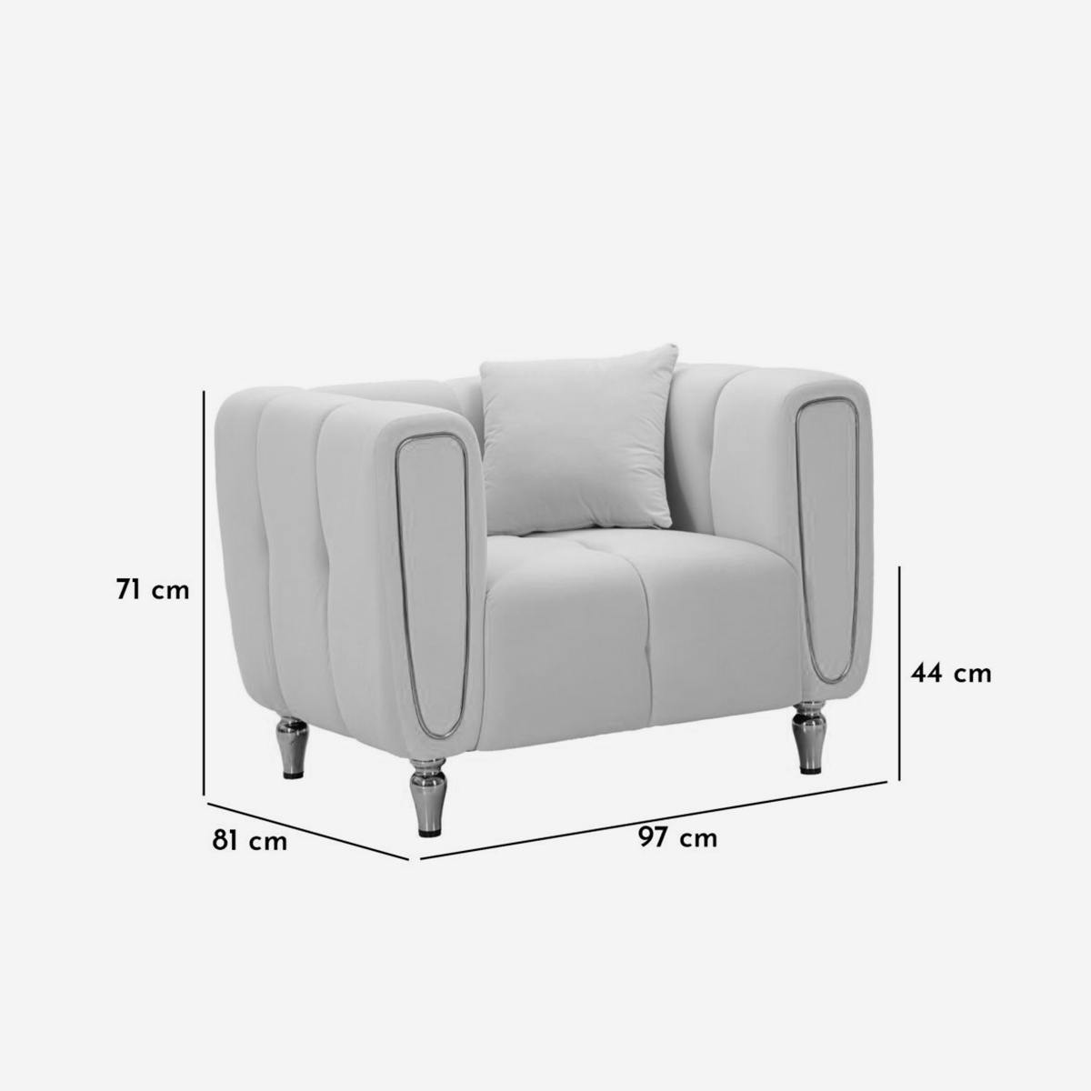 Sillón tapizado en terciopelo con cojín Alma