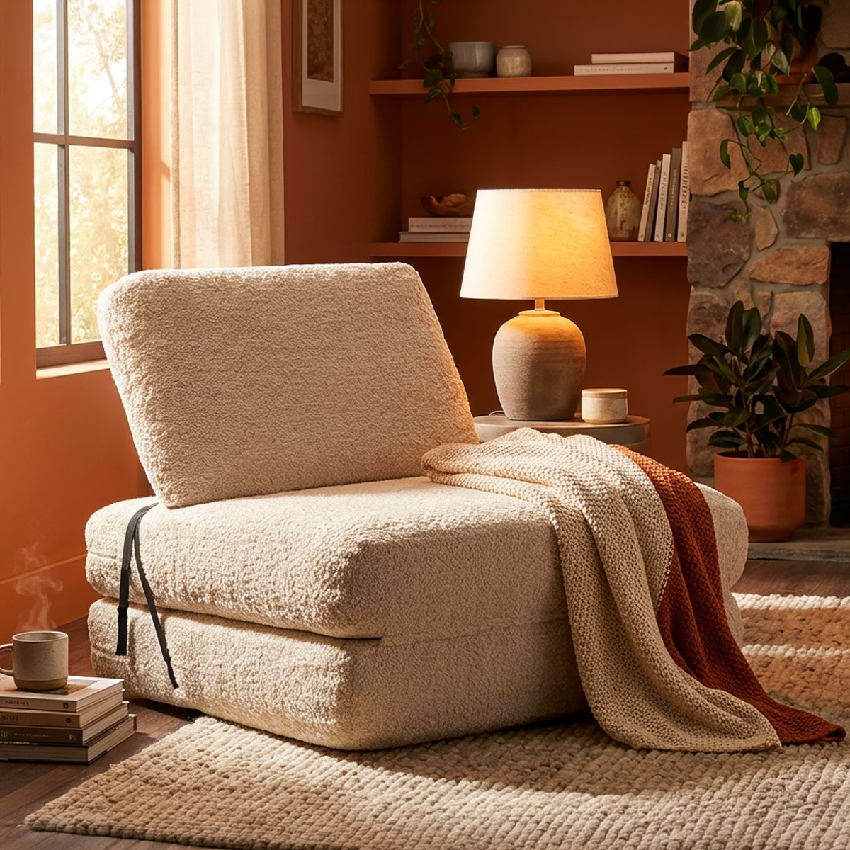 Fauteuil-lit 1 place gain de place en bouclette Faster