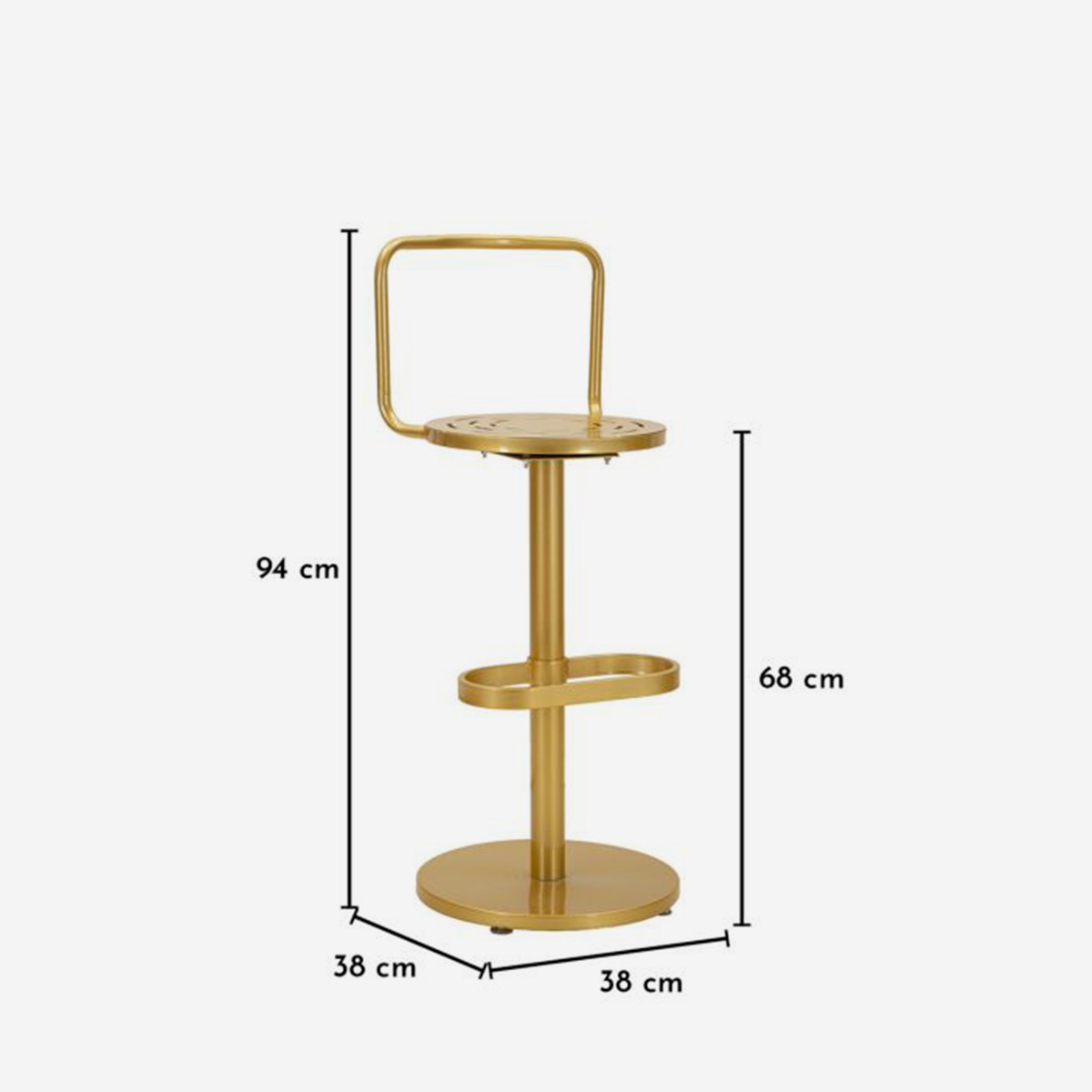 Taburete de bar de metal con respaldo y reposapiés Tixy