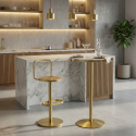 Taburete de bar de metal con respaldo y reposapiés Tixy