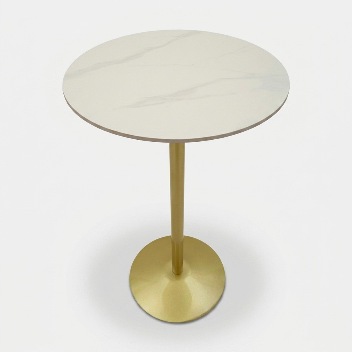 Runder Bartisch aus Metall und Kunstmarmor Simply