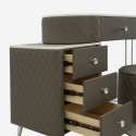 Tocador de dormitorio Sharon Silver con puff y cajones