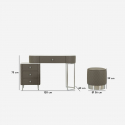 Tocador de dormitorio Sharon Silver con puff y cajones
