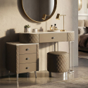 Tocador de dormitorio Sharon Silver con puff y cajones