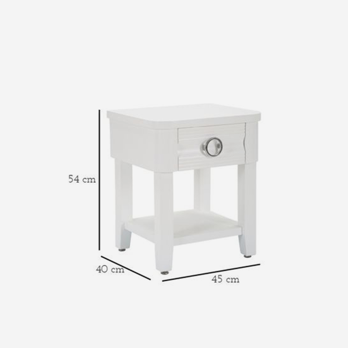 Mesita de noche de madera con cajón y estante Shine