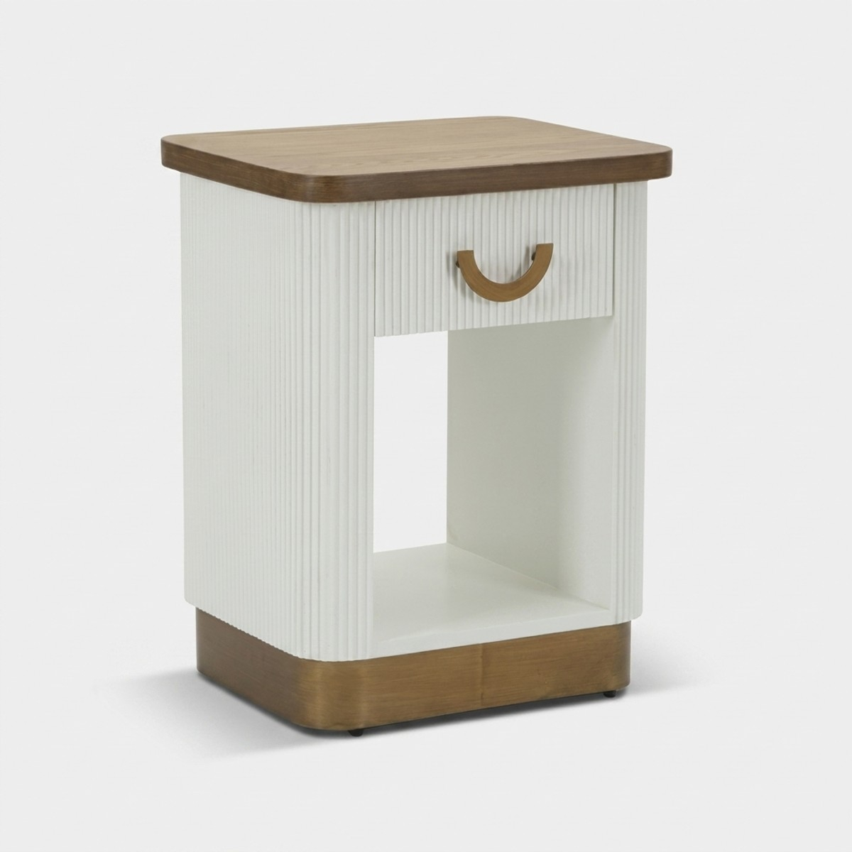 Table de chevet Tolosa avec tiroir et niche en bois et métal
