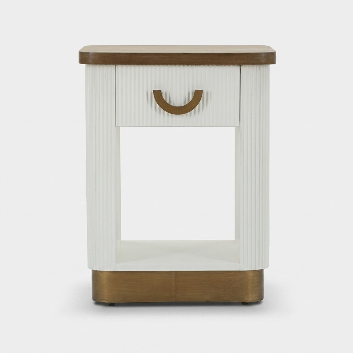 Table de chevet Tolosa avec tiroir et niche en bois et métal