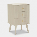 Table de chevet 3 tiroirs en bois et MDF pour chambre Shy