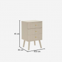Comodino 3 cassetti in legno e MDF da camera Shy