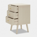 Table de chevet 3 tiroirs en bois et MDF pour chambre Shy