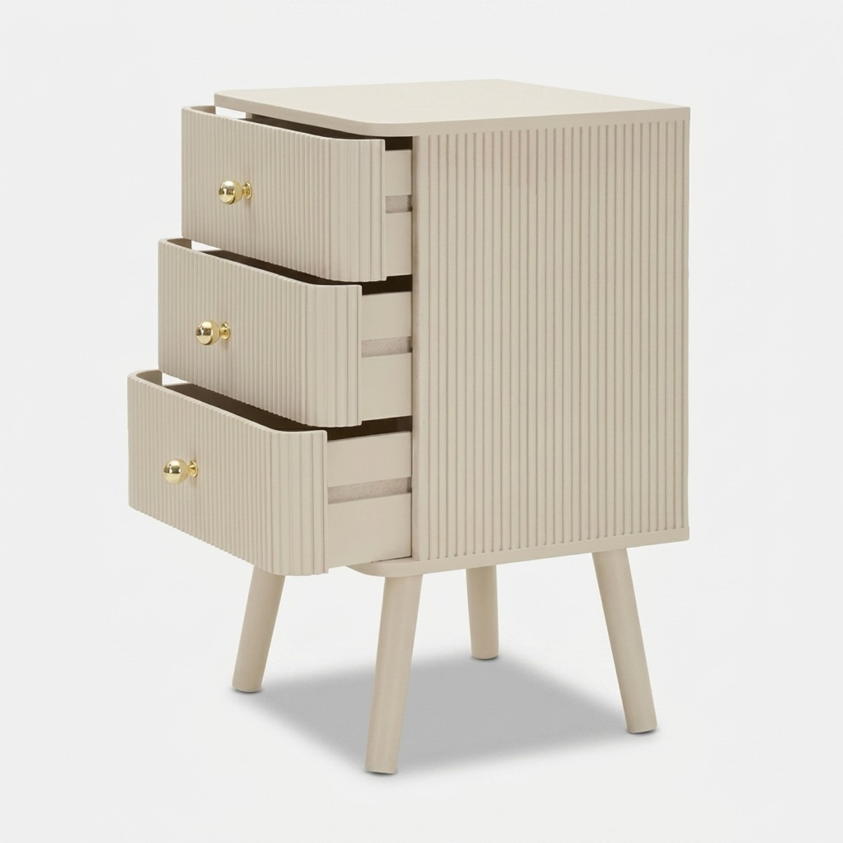 Table de chevet 3 tiroirs en bois et MDF pour chambre Shy