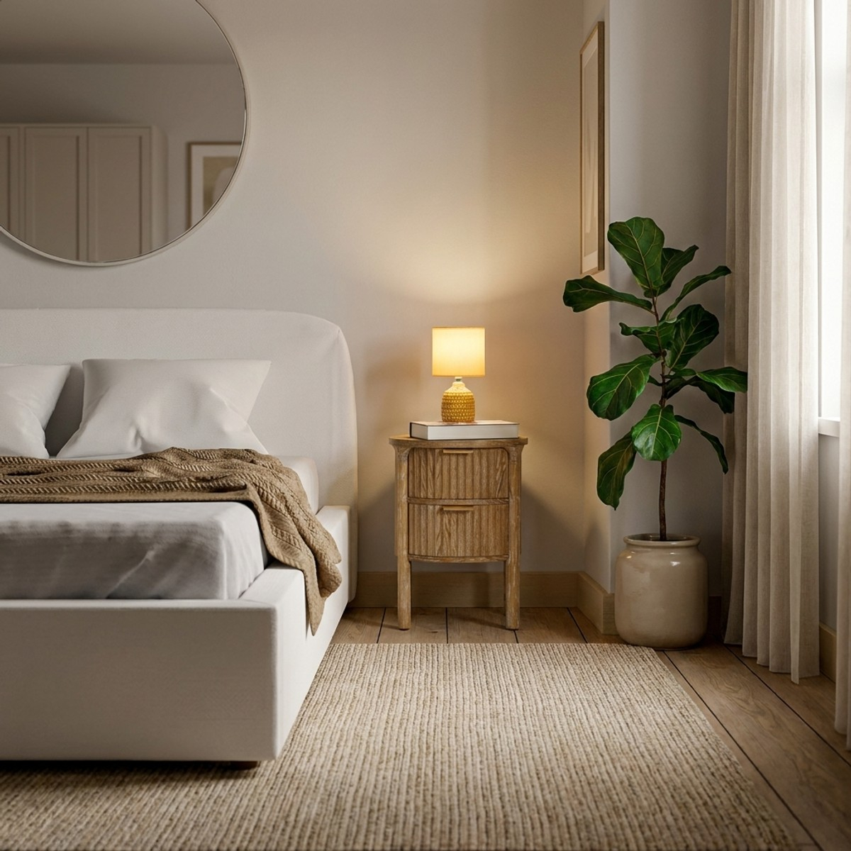 Mesita de noche de madera con 2 cajones para dormitorio Goteborg