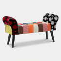 Banco tapizado en madera y tela patchwork Imperial